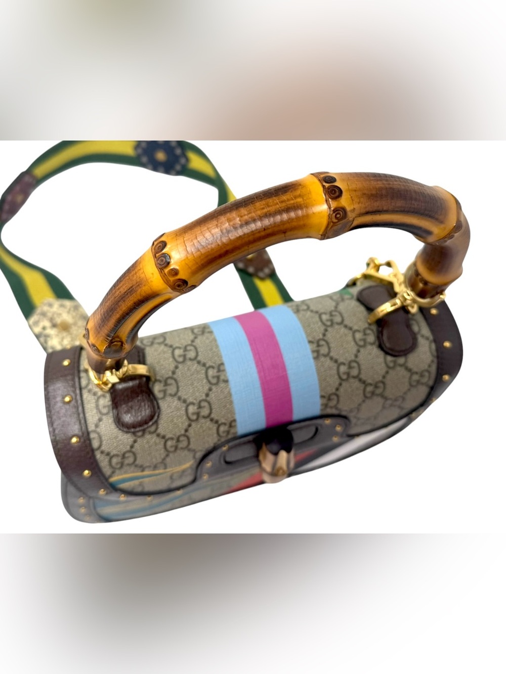 ✨🛍️ Gucci GG Supreme Centum Bamboo 1947 Top Handle Bag Medium - Picture 6 of 9